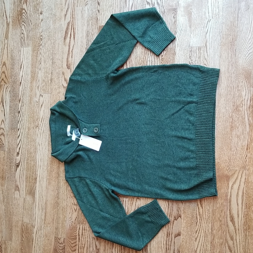 (L) NWT Coofandy Tight Knit Green Ultra Soft Sweater Cabin Coastal Grandma
